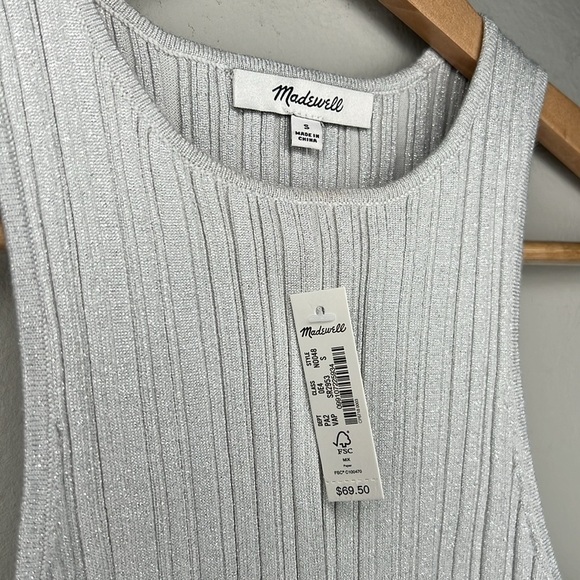 Madewell Lurex Phoebe Snowy Cutaway Tank in Light Gray Shimmer NWT! - Picture 6 of 7